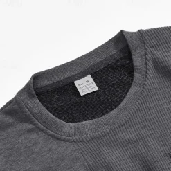 Outlet OUKU Men's Sweatshirt Black White Khaki Dark Gray Crew Neck Plain Patchwork Ribbed Front Pocket Sports & Outdoor Daily Holiday Polyester Corduroy Streetwear Basic Casual Fall & Winter Clothing Apparel