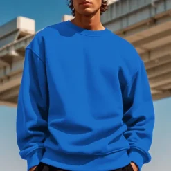 Discount OUKU Men's Sweatshirt Black White Yellow Red Navy Blue Crew Neck Plain Patchwork Sports & Outdoor Daily Holiday Polyester Streetwear Basic Casual Spring & Fall Clothing Apparel Hoodies Sweatshirts Long