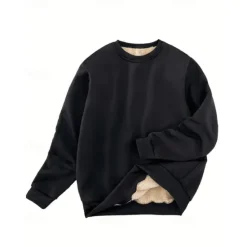 Best OUKU Men's Sweatshirt Black White Crew Neck Plain Sports & Outdoor Daily Holiday Polyester Streetwear Casual Fleece Sweatshirt Fall & Winter Clothing Apparel Hoodies Sweatshirts