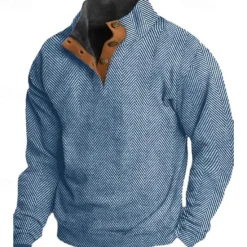 Outlet OUKU Men's Sweatshirt Black Yellow Fuchsia Green Standing Collar Plain Patchwork Ribbed Textured Sports & Outdoor Daily Holiday Polyester Streetwear Basic Casual Spring & Fall Clothing Apparel Blue