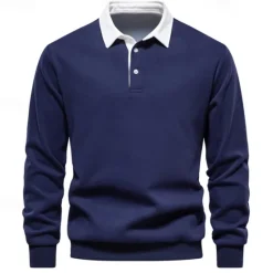 New OUKU Men's Sweatshirt Black Yellow Navy Blue Brown Dark Gray Lapel Color Block Patchwork Sports & Outdoor Daily Holiday Polyester Streetwear Basic Casual Spring & Fall Clothing Apparel Hoodies