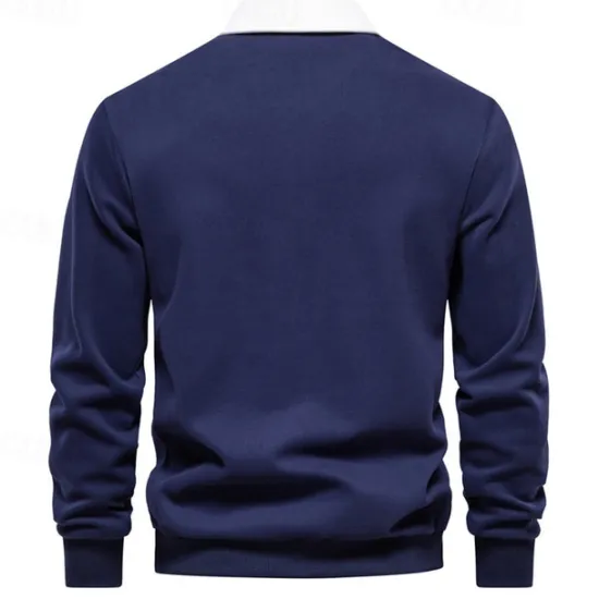 New OUKU Men's Sweatshirt Black Yellow Navy Blue Brown Dark Gray Lapel Color Block Patchwork Sports & Outdoor Daily Holiday Polyester Streetwear Basic Casual Spring & Fall Clothing Apparel Hoodies