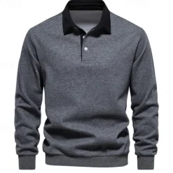 New OUKU Men's Sweatshirt Black Yellow Navy Blue Brown Dark Gray Lapel Color Block Patchwork Sports & Outdoor Daily Holiday Polyester Streetwear Basic Casual Spring & Fall Clothing Apparel Hoodies