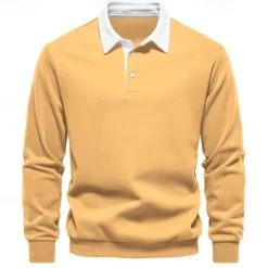 New OUKU Men's Sweatshirt Black Yellow Navy Blue Brown Dark Gray Lapel Color Block Patchwork Sports & Outdoor Daily Holiday Polyester Streetwear Basic Casual Spring & Fall Clothing Apparel Hoodies