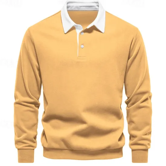 New OUKU Men's Sweatshirt Black Yellow Navy Blue Brown Dark Gray Lapel Color Block Patchwork Sports & Outdoor Daily Holiday Polyester Streetwear Basic Casual Spring & Fall Clothing Apparel Hoodies