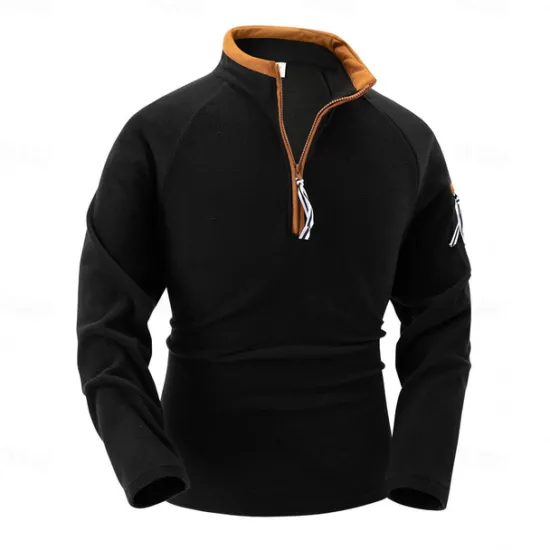 New OUKU Men's Sweatshirt Polar Fleece Quarter Zip Sweatshirt Black Army Green Navy Blue Khaki Half Zip Plain Pocket Sports & Outdoor Daily Holiday Streetwear Cool Casual Spring & Fall Clothing Apparel