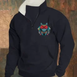 Best OUKU Men's Sweatshirt Pullover Hoodie Sweatshirt Quarter Zip Sweatshirt Black Army Green Red Navy Blue Khaki Half Zip Graphic Print Print Quarter Zip Christmas Daily Holiday Other Prints Polyester