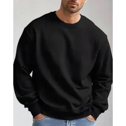 Online OUKU Men's Sweatshirt Pullover Black White Gray Crew Neck Sports Holiday Vacation Streetwear Cotton Fashion Daily Casual Spring & Fall Clothing Apparel Hoodies Sweatshirts Long Sleeve