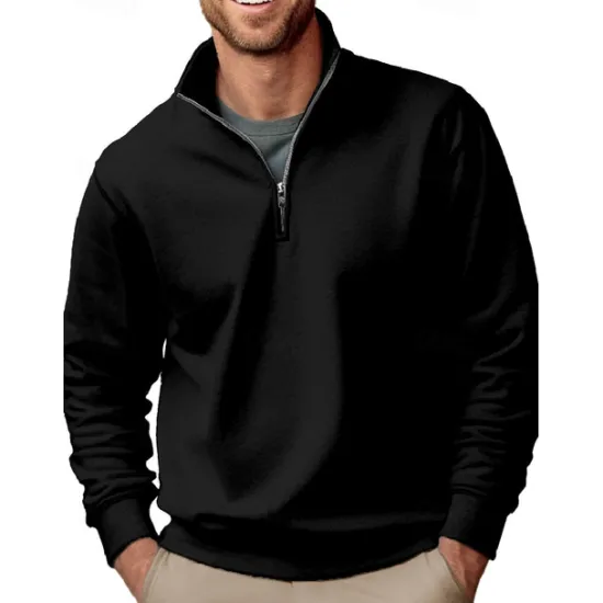 Sale OUKU Men's Sweatshirt Quarter Zip Sweatshirt Black White Red Blue Green Half Zip Plain Sports & Outdoor Daily Holiday Polyester Streetwear Casual Spring & Fall Clothing Apparel Hoodies Sweatshirts Long