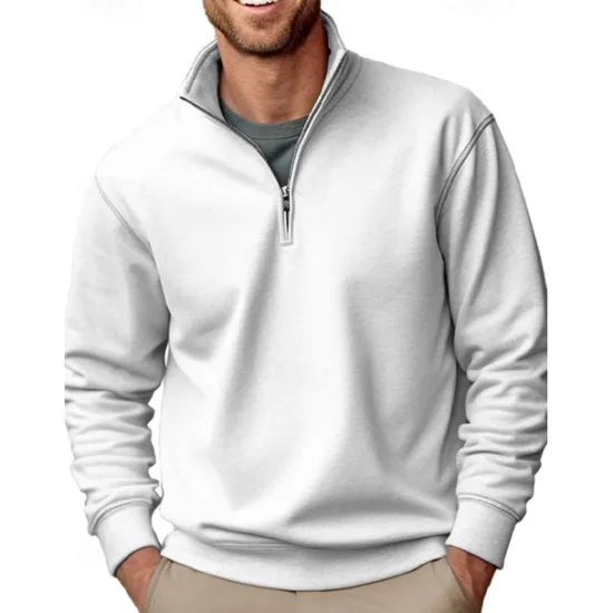 Sale OUKU Men's Sweatshirt Quarter Zip Sweatshirt Black White Red Blue Green Half Zip Plain Sports & Outdoor Daily Holiday Polyester Streetwear Casual Spring & Fall Clothing Apparel Hoodies Sweatshirts Long
