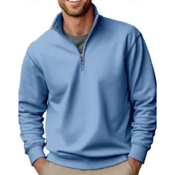 Sale OUKU Men's Sweatshirt Quarter Zip Sweatshirt Black White Red Blue Green Half Zip Plain Sports & Outdoor Daily Holiday Polyester Streetwear Casual Spring & Fall Clothing Apparel Hoodies Sweatshirts Long