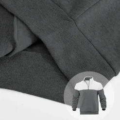 New OUKU Men's Sweatshirt Quarter Zip Sweatshirt Black Army Green Navy Blue Khaki Gray Half Zip Color Block Zipper Pocket Ribbed Sports & Outdoor Daily Holiday Polyester Streetwear Basic Casual Spring Fall