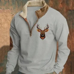 Best OUKU Men's Sweatshirt Quarter Zip Sweatshirt Black Navy Blue Khaki Gray Half Zip Plain Sports & Outdoor Daily Holiday Streetwear Cool Retro Winter Spring & Fall Clothing Apparel Hoodies Sweatshirts