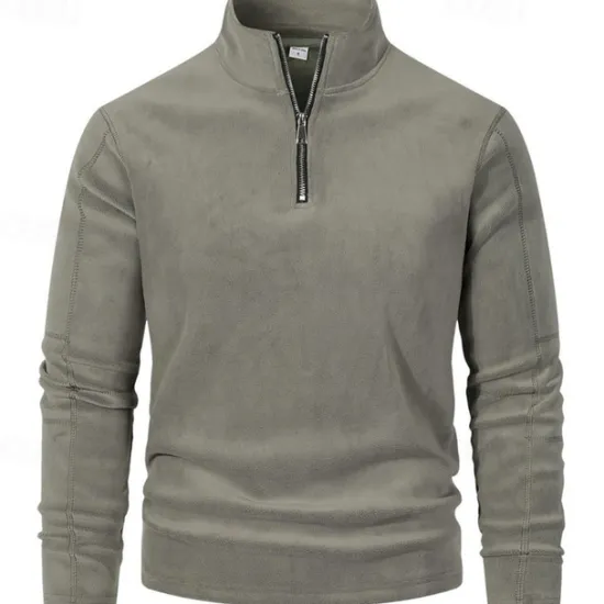 Discount OUKU Men's Sweatshirt Quarter Zip Sweatshirt Black Brown Green Dark Gray Half Zip Plain Sports & Outdoor Daily Holiday Polyester Streetwear Basic Casual Fall & Winter Clothing Apparel Hoodies Sweatshirts