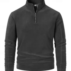 Discount OUKU Men's Sweatshirt Quarter Zip Sweatshirt Black Brown Green Dark Gray Half Zip Plain Sports & Outdoor Daily Holiday Polyester Streetwear Basic Casual Fall & Winter Clothing Apparel Hoodies Sweatshirts