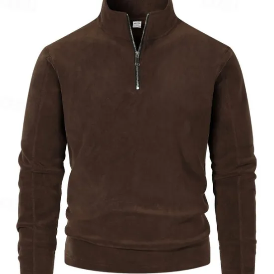 Discount OUKU Men's Sweatshirt Quarter Zip Sweatshirt Black Brown Green Dark Gray Half Zip Plain Sports & Outdoor Daily Holiday Polyester Streetwear Basic Casual Fall & Winter Clothing Apparel Hoodies Sweatshirts