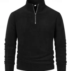 Discount OUKU Men's Sweatshirt Quarter Zip Sweatshirt Black Brown Green Dark Gray Half Zip Plain Sports & Outdoor Daily Holiday Polyester Streetwear Basic Casual Fall & Winter Clothing Apparel Hoodies Sweatshirts