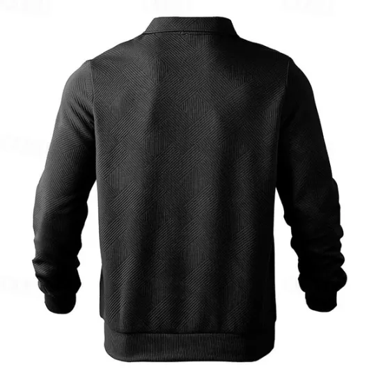 OUKU Men's Sweatshirt Quarter Zip Sweatshirt Black White Navy Blue Khaki Light Grey Half Zip Plain Ribbed Textured Knit-texture Sports & Outdoor Daily Holiday Polyester Streetwear Basic Casual Fall