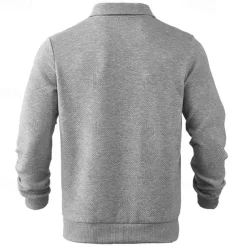 OUKU Men's Sweatshirt Quarter Zip Sweatshirt Black White Navy Blue Khaki Light Grey Half Zip Plain Ribbed Textured Knit-texture Sports & Outdoor Daily Holiday Polyester Streetwear Basic Casual Fall