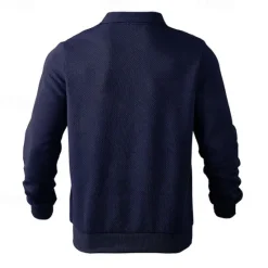 OUKU Men's Sweatshirt Quarter Zip Sweatshirt Black White Navy Blue Khaki Light Grey Half Zip Plain Ribbed Textured Knit-texture Sports & Outdoor Daily Holiday Polyester Streetwear Basic Casual Fall