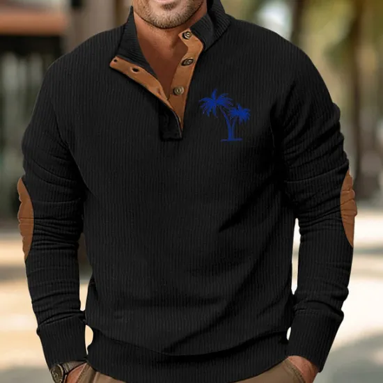 Discount OUKU Men's Sweatshirt Quarter Zip Sweatshirt Black White Navy Blue Green Half Zip Color Block Tree Sports & Outdoor Daily Holiday Polyester Corduroy Streetwear Basic Casual Fall & Winter Clothing Apparel