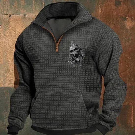 Outlet OUKU Men's Sweatshirt Quarter Zip Sweatshirt Black Gray Half Zip Plain Sports & Outdoor Daily Holiday Streetwear Cool Retro Winter Spring & Fall Clothing Apparel Hoodies Sweatshirts Long Sleeve