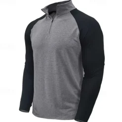 New OUKU Men's Sweatshirt Quarter Zip Sweatshirt White Red Royal Blue Blue Green Half Zip Color Block Patchwork Sports & Outdoor Daily Holiday Streetwear Basic Casual Spring & Fall Clothing Apparel Hoodies