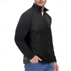 New OUKU Men's Sweatshirt Quarter Zip Sweatshirt White Red Royal Blue Blue Green Half Zip Color Block Patchwork Sports & Outdoor Daily Holiday Streetwear Basic Casual Spring & Fall Clothing Apparel Hoodies