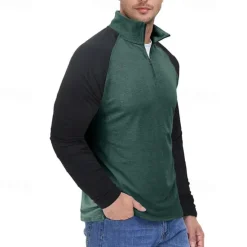 New OUKU Men's Sweatshirt Quarter Zip Sweatshirt White Red Royal Blue Blue Green Half Zip Color Block Patchwork Sports & Outdoor Daily Holiday Streetwear Basic Casual Spring & Fall Clothing Apparel Hoodies