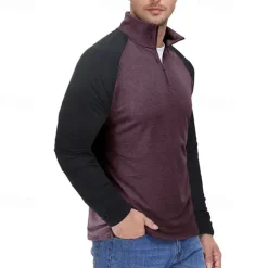 New OUKU Men's Sweatshirt Quarter Zip Sweatshirt White Red Royal Blue Blue Green Half Zip Color Block Patchwork Sports & Outdoor Daily Holiday Streetwear Basic Casual Spring & Fall Clothing Apparel Hoodies