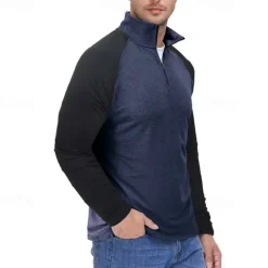 New OUKU Men's Sweatshirt Quarter Zip Sweatshirt White Red Royal Blue Blue Green Half Zip Color Block Patchwork Sports & Outdoor Daily Holiday Streetwear Basic Casual Spring & Fall Clothing Apparel Hoodies