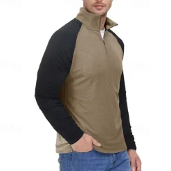 New OUKU Men's Sweatshirt Quarter Zip Sweatshirt White Red Royal Blue Blue Green Half Zip Color Block Patchwork Sports & Outdoor Daily Holiday Streetwear Basic Casual Spring & Fall Clothing Apparel Hoodies