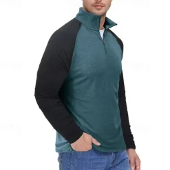 New OUKU Men's Sweatshirt Quarter Zip Sweatshirt White Red Royal Blue Blue Green Half Zip Color Block Patchwork Sports & Outdoor Daily Holiday Streetwear Basic Casual Spring & Fall Clothing Apparel Hoodies