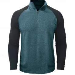 New OUKU Men's Sweatshirt Quarter Zip Sweatshirt White Red Royal Blue Blue Green Half Zip Color Block Patchwork Sports & Outdoor Daily Holiday Streetwear Basic Casual Spring & Fall Clothing Apparel Hoodies
