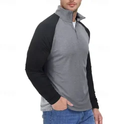 New OUKU Men's Sweatshirt Quarter Zip Sweatshirt White Red Royal Blue Blue Green Half Zip Color Block Patchwork Sports & Outdoor Daily Holiday Streetwear Basic Casual Spring & Fall Clothing Apparel Hoodies