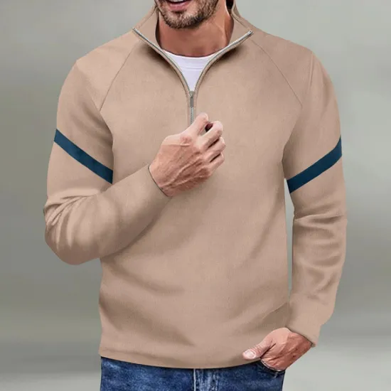 Sale OUKU Men's Sweatshirt Quarter Zip Sweatshirt Black Red Navy Blue Blue Orange Half Zip Color Block Sports & Outdoor Daily Holiday Polyester Streetwear Basic Casual Spring & Fall Clothing Apparel Hoodies