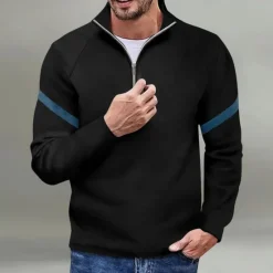 Sale OUKU Men's Sweatshirt Quarter Zip Sweatshirt Black Red Navy Blue Blue Orange Half Zip Color Block Sports & Outdoor Daily Holiday Polyester Streetwear Basic Casual Spring & Fall Clothing Apparel Hoodies