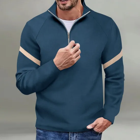 Sale OUKU Men's Sweatshirt Quarter Zip Sweatshirt Black Red Navy Blue Blue Orange Half Zip Color Block Sports & Outdoor Daily Holiday Polyester Streetwear Basic Casual Spring & Fall Clothing Apparel Hoodies