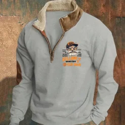 OUKU Men's Sweatshirt Quarter Zip Sweatshirt Black Navy Blue Khaki Gray Half Zip Plain Sports & Outdoor Daily Holiday Streetwear Cool Retro Winter Spring & Fall Clothing Apparel Hoodies Sweatshirts