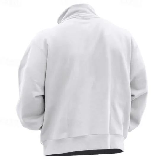 Sale OUKU Men's Sweatshirt Quarter Zip Sweatshirt Apricot Black White Wine Red Half Zip Plain Sports & Outdoor Daily Holiday Polyester Streetwear Basic Casual Fall & Winter Clothing Apparel Hoodies Sweatshirts