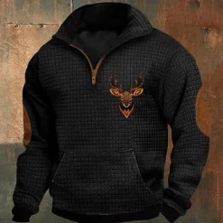 New OUKU Men's Sweatshirt Quarter Zip Sweatshirt Black Gray Half Zip Plain Sports & Outdoor Daily Holiday Streetwear Cool Retro Winter Spring & Fall Clothing Apparel Hoodies Sweatshirts Long Sleeve