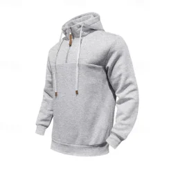 New OUKU Men's Sweatshirt Quarter Zip Sweatshirt Apricot Black White Wine Navy Blue Half Zip Plain Drawstring Sports & Outdoor Daily Holiday Polyester Streetwear Basic Casual Spring & Fall Clothing Apparel