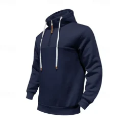 New OUKU Men's Sweatshirt Quarter Zip Sweatshirt Apricot Black White Wine Navy Blue Half Zip Plain Drawstring Sports & Outdoor Daily Holiday Polyester Streetwear Basic Casual Spring & Fall Clothing Apparel