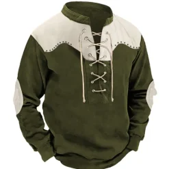 Best OUKU Men's Sweatshirt Tactical Black Navy Blue Green Coffee Standing Collar Color Block Lace up Sports & Outdoor Daily Holiday Polyester Streetwear Basic Casual Spring & Fall Clothing Apparel Hoodies