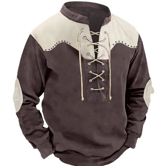 Best OUKU Men's Sweatshirt Tactical Black Navy Blue Green Coffee Standing Collar Color Block Lace up Sports & Outdoor Daily Holiday Polyester Streetwear Basic Casual Spring & Fall Clothing Apparel Hoodies