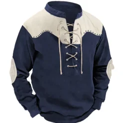 Best OUKU Men's Sweatshirt Tactical Black Navy Blue Green Coffee Standing Collar Color Block Lace up Sports & Outdoor Daily Holiday Polyester Streetwear Basic Casual Spring & Fall Clothing Apparel Hoodies