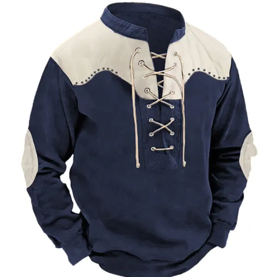 Best OUKU Men's Sweatshirt Tactical Black Navy Blue Green Coffee Standing Collar Color Block Lace up Sports & Outdoor Daily Holiday Polyester Streetwear Basic Casual Spring & Fall Clothing Apparel Hoodies