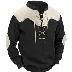 Best OUKU Men's Sweatshirt Tactical Black Navy Blue Green Coffee Standing Collar Color Block Lace up Sports & Outdoor Daily Holiday Polyester Streetwear Basic Casual Spring & Fall Clothing Apparel Hoodies