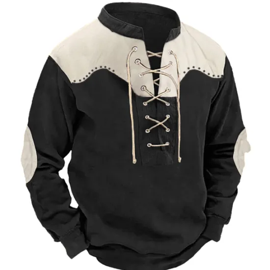 Best OUKU Men's Sweatshirt Tactical Black Navy Blue Green Coffee Standing Collar Color Block Lace up Sports & Outdoor Daily Holiday Polyester Streetwear Basic Casual Spring & Fall Clothing Apparel Hoodies