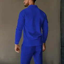 Hot OUKU Men's Sweatshirt Tracksuit Sweatsuit Black Royal Blue Khaki Gray Lapel Plain 2 Piece Sports & Outdoor Daily Holiday Streetwear Basic Casual Spring & Fall Clothing Apparel Hoodies Sweatshirts